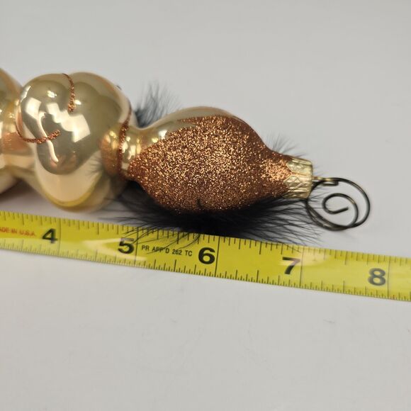Elegant Feathered Lady Blown Glass Christmas Ornament Signed Glitter Vintage - Picture 9 of 10